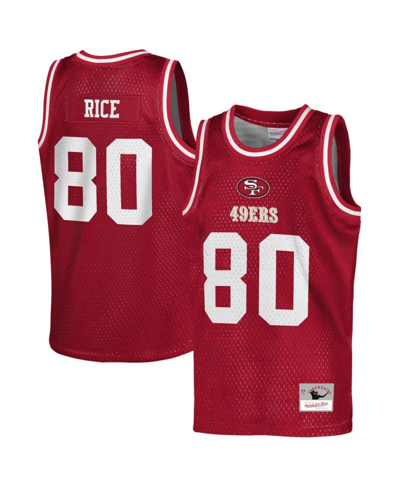 Big Boys and Girls Jerry Rice Scarlet San Francisco 49ers Retired Player NFL Basketball Fashion Jersey