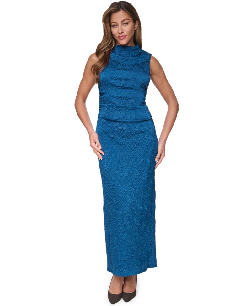 Petite Cowl-Neck Novelty-Knit Sleeveless Dress