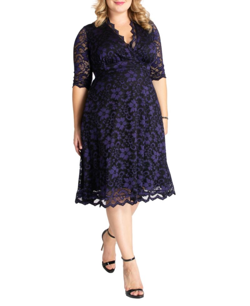 Plus Size Mon Cherie Floral Lace Cocktail Dress