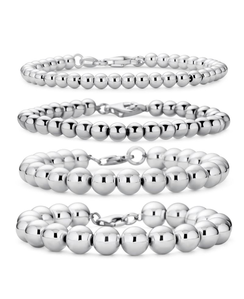 Classic Hand Strung 8MM Bead 925 .925 Sterling Silver Ball Strand Bracelet 7 Inch