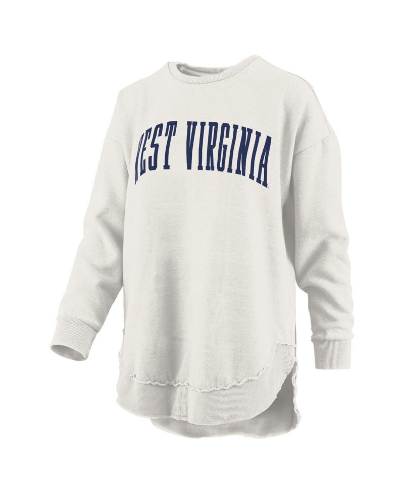 Women's Oatmeal West Virginia Mountaineers Melange Poncho Vintage Fleece Long Sleeve Pullover Sweatshirt