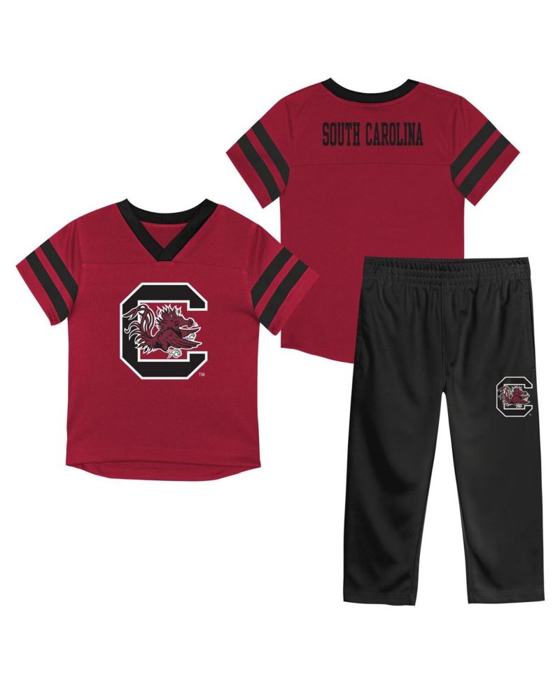 Baby Boys and Girls 2-Piece Garnet South Carolina Gamecocks Team Logo Red Zone Top and Pants Set