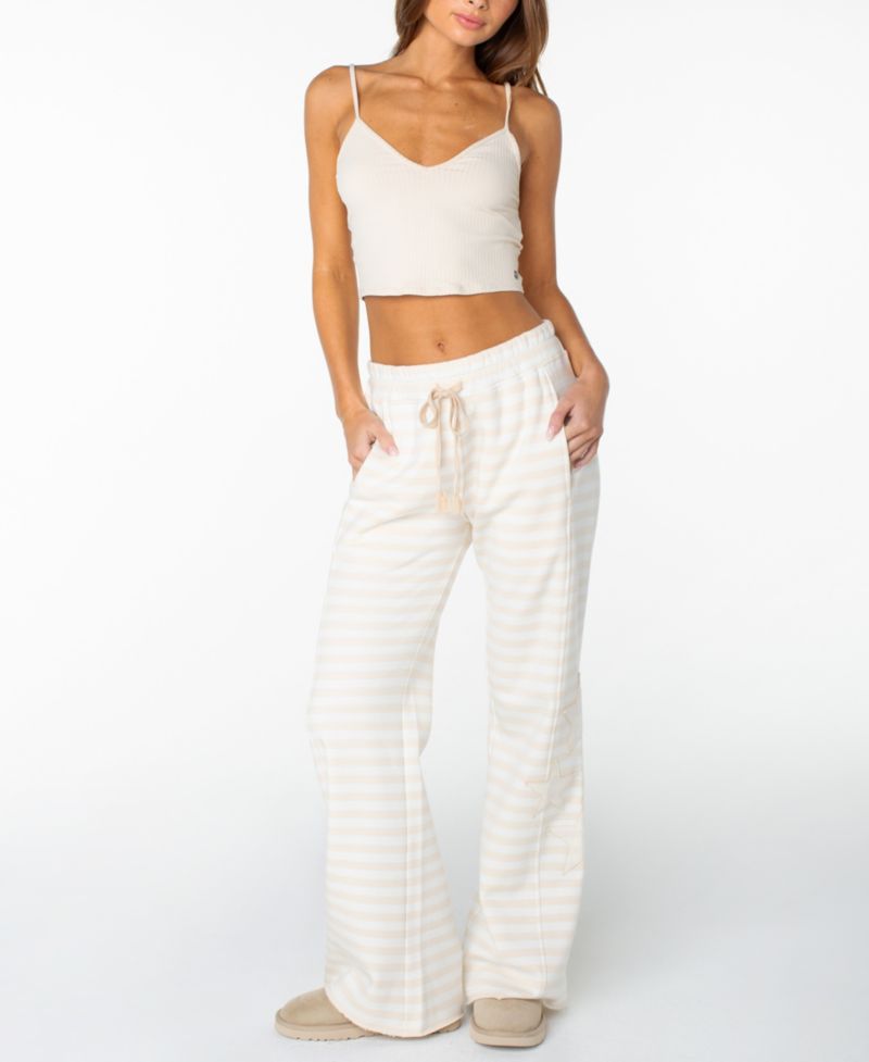 Women's Fringing Reefs Wide-Leg Stripe Star-Applique Sweatpants
