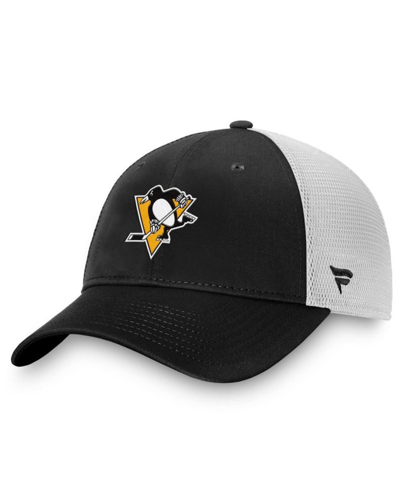 Men's Black/White Pittsburgh Penguins Core Primary Logo Trucker Adjustable Hat