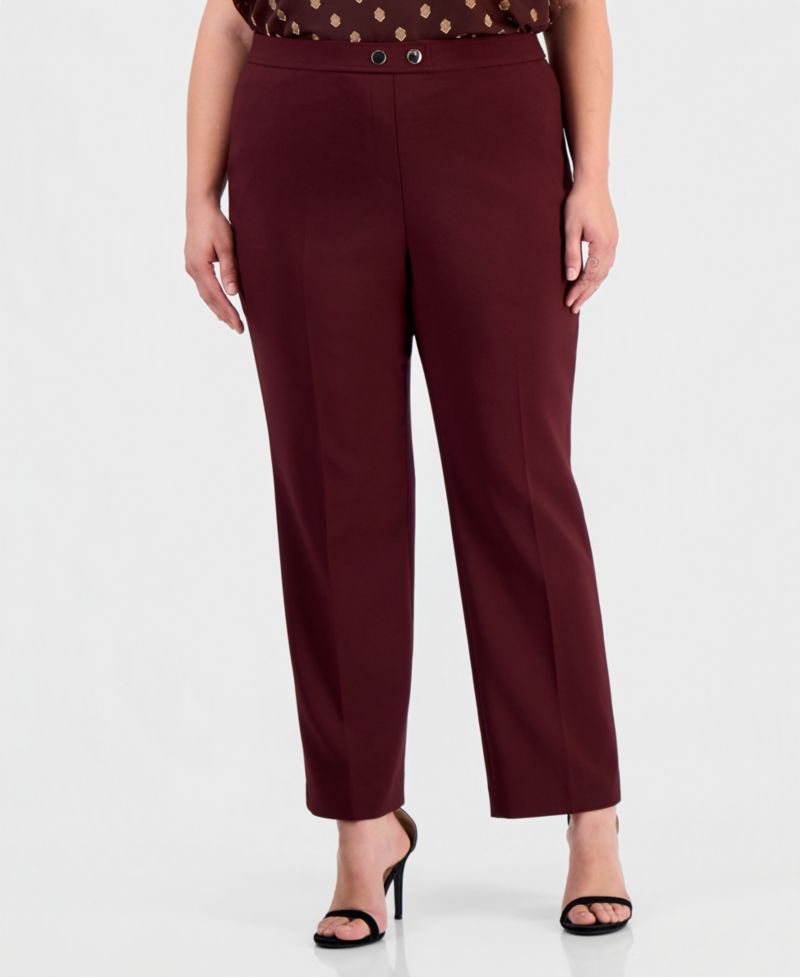 Plus Size Pull-On Straight Work Pants