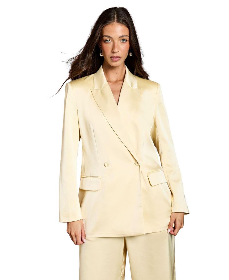 Women's Tailored Double-Breasted Satin Blazer
