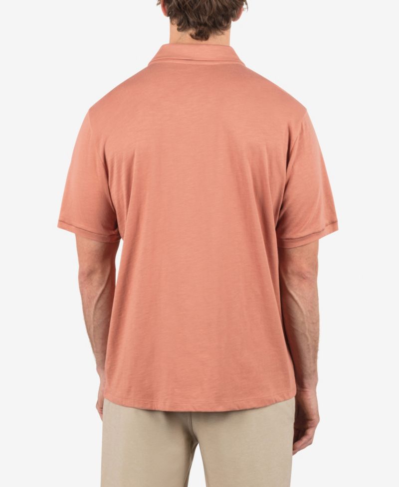 Men's Printed Stripe Slub Short Sleeve Polo Shirt