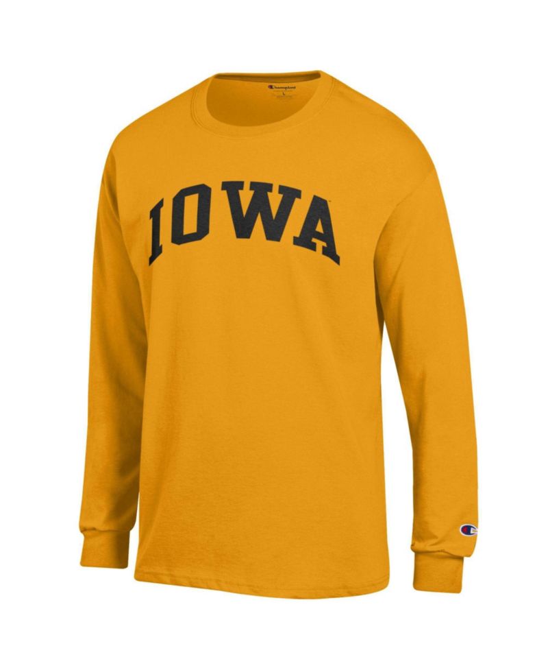 Men's Iowa Hawkeyes Basic Arch Long-Sleeve Crewneck Screen-Print T-Shirt