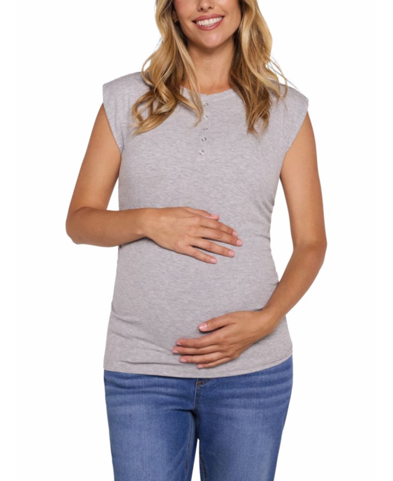 Women's Motherhood Ruched Henley Muscle Tee