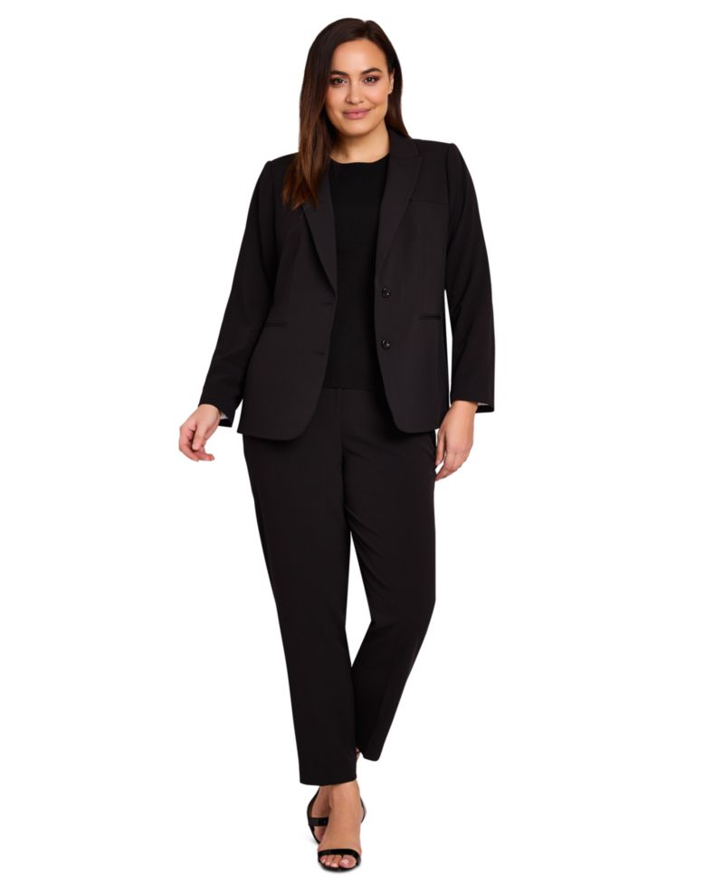 Plus Size Two-Button Roll Tab Jacket & Shannon Pants Suit Separates