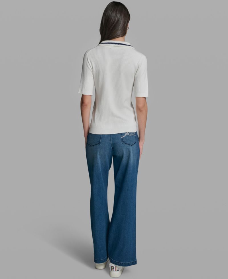 Women's Short-Sleeve Collared Sweater