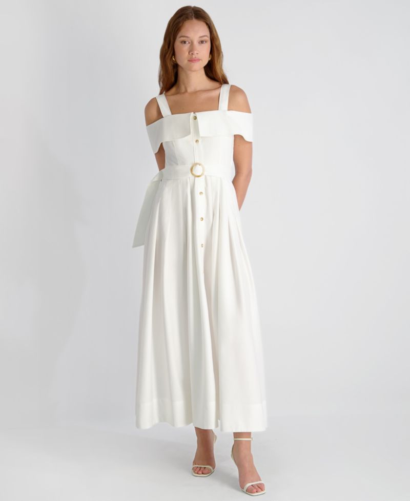 Women's Off-The-Shoulder Midi Shirtdress