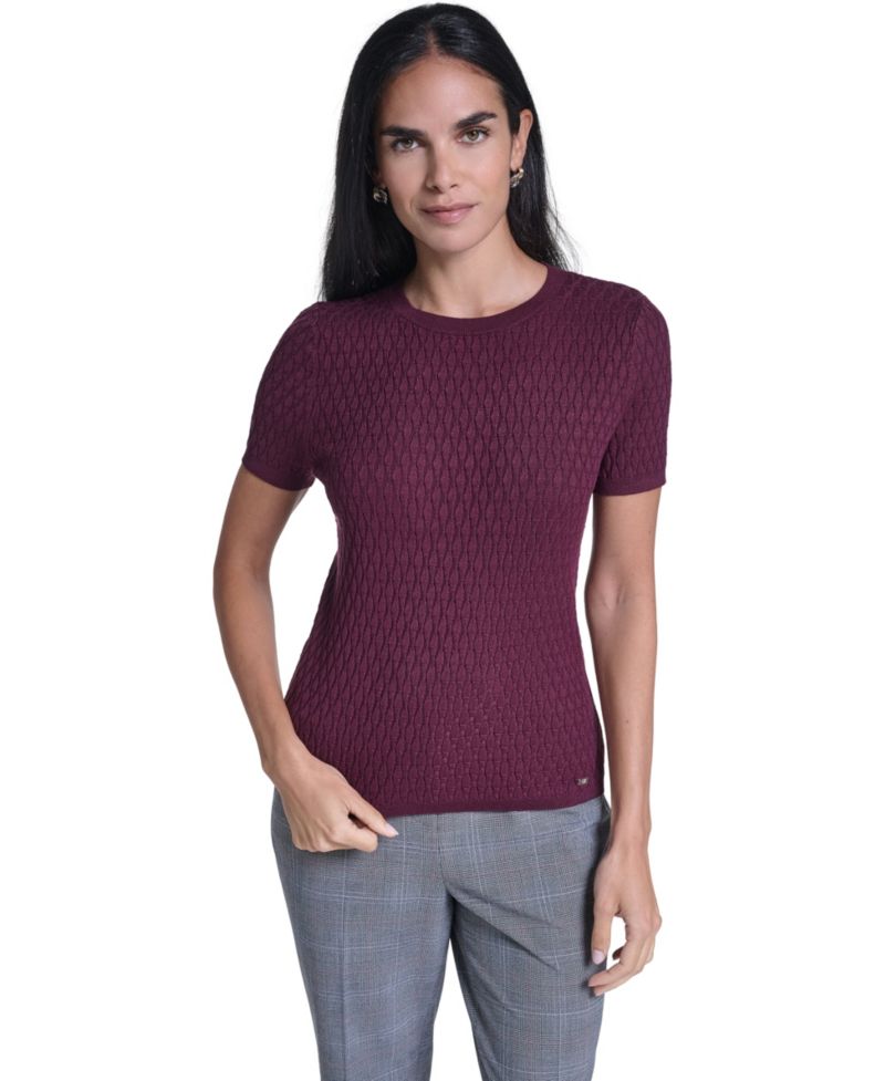 Women's Textured Lightweight Crewneck Pullover Sweater