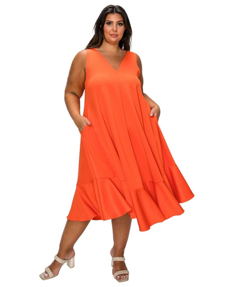 Plus Size Simone Sleeveless Pocket Flare Dress
