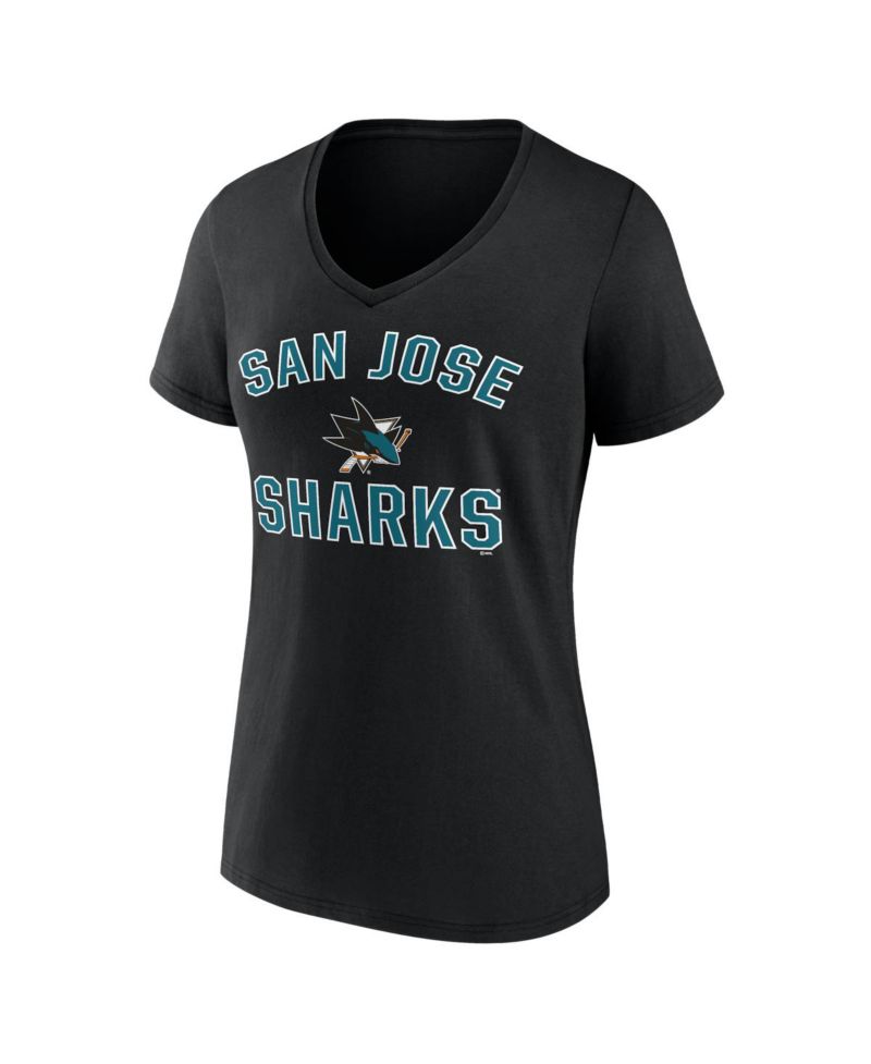 Women's Black San Jose Sharks Arch Victory V-Neck T-Shirt