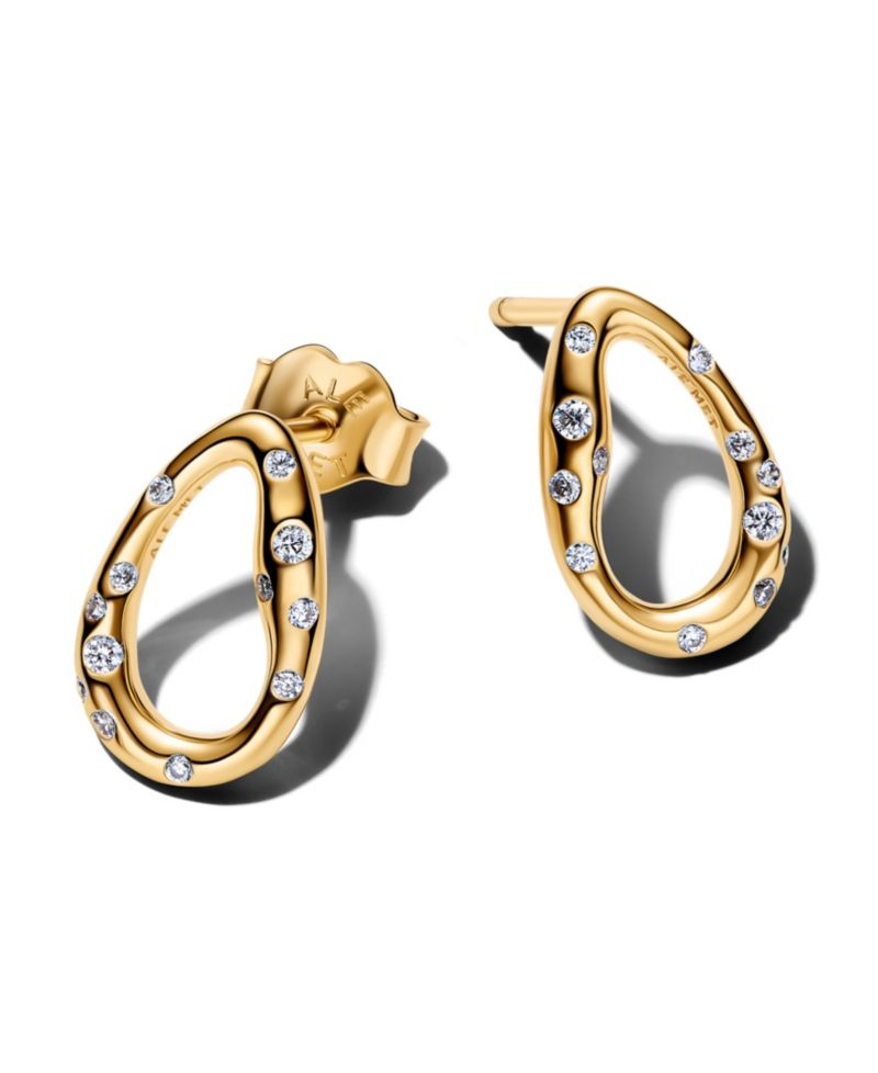 Stone-Set Oval Stud Earrings
