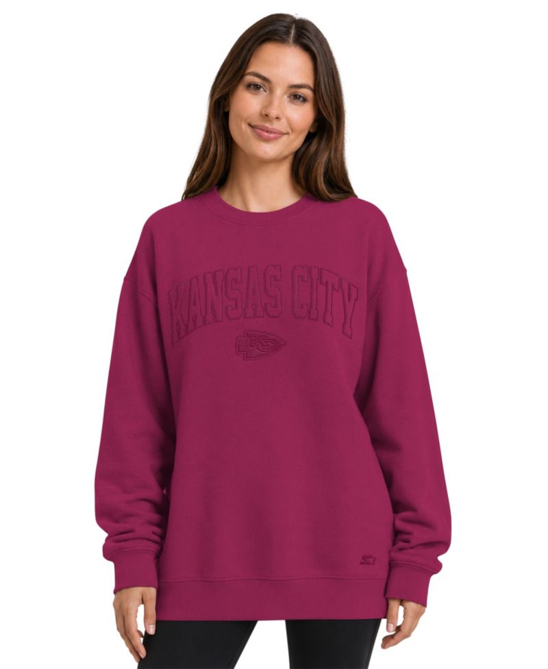Women's Maroon Kansas City Chiefs Athleisure Oversized Fleece Sweatshirt