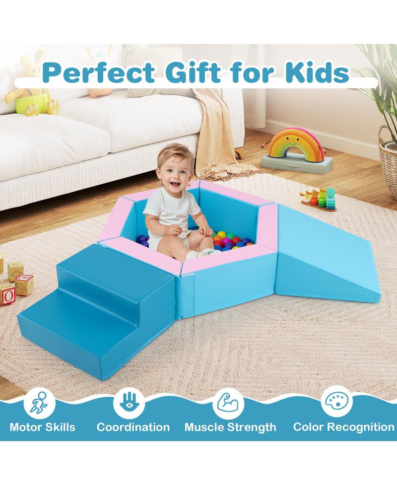 3-Piece Baby Foam Climbing Blocks Set with 100 Ocean Balls