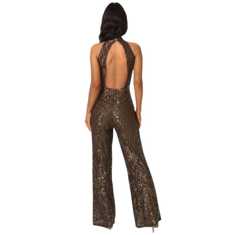 Women's Sequins Halter Jumpsuit