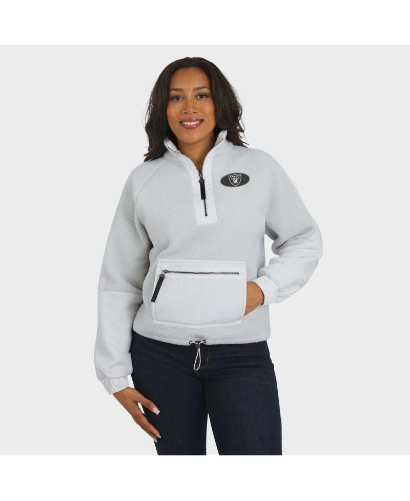 Women's White Las Vegas Raiders Polar Fleece Half-Zip Jacket