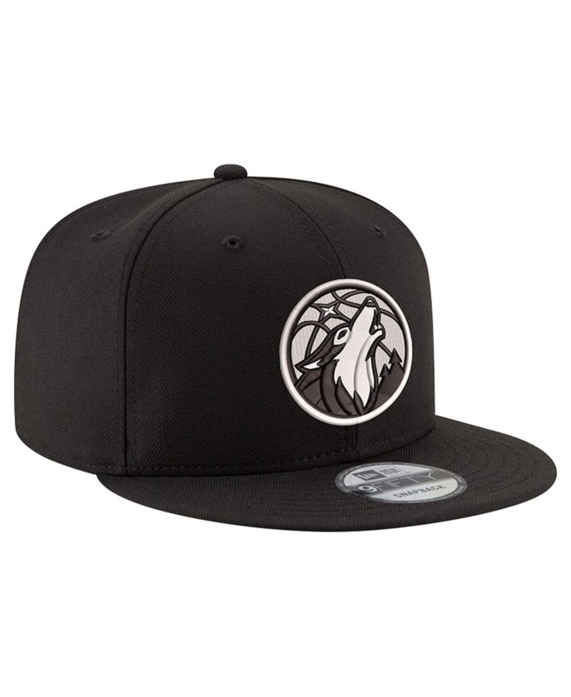 Men's Black/White Minnesota Timberwolves 9FIFTY Snapback Hat