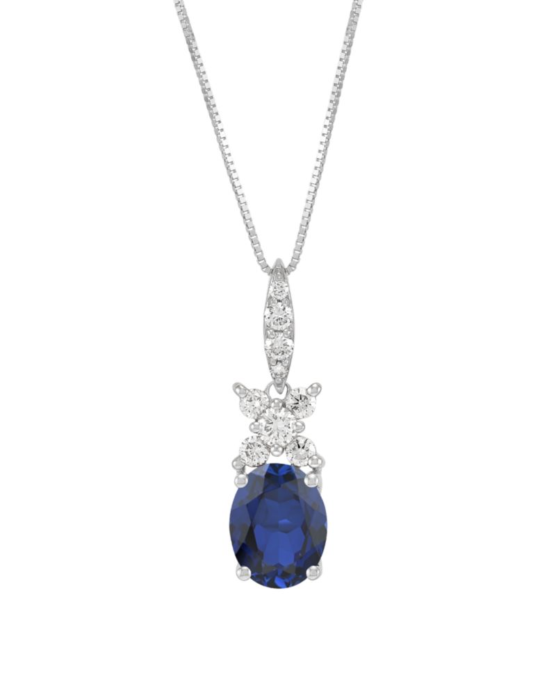 Lab-Grown Ruby (3-1/2 ct. t.w.) & Lab-Grown Diamond (1/3 ct. t.w.) Pendant Necklace in 14k Yellow Gold (Also available in Lab-Grown Emerald and Lab-Grown Sapphire)