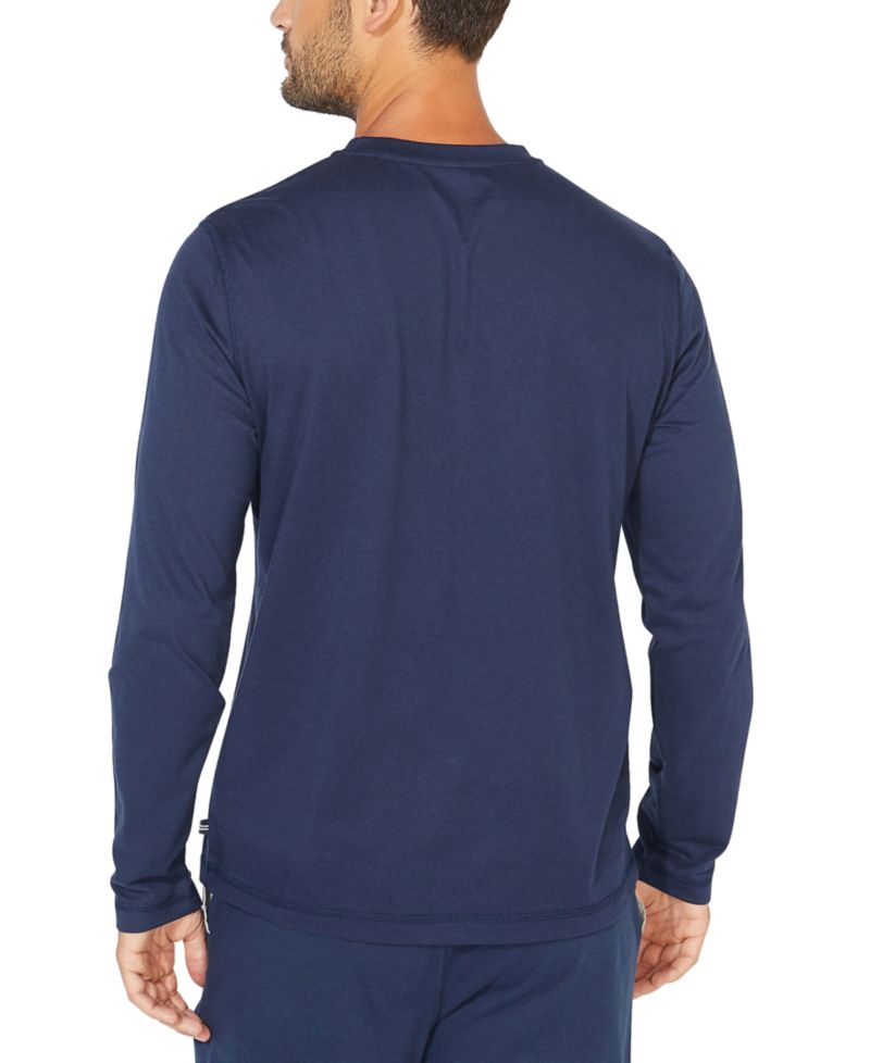 Мужская мягкая дышащая пижамная рубашка Henley с длинным рукавом