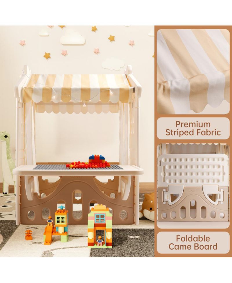 Foldable Lighted Kids' Playhouse with Building Blocks