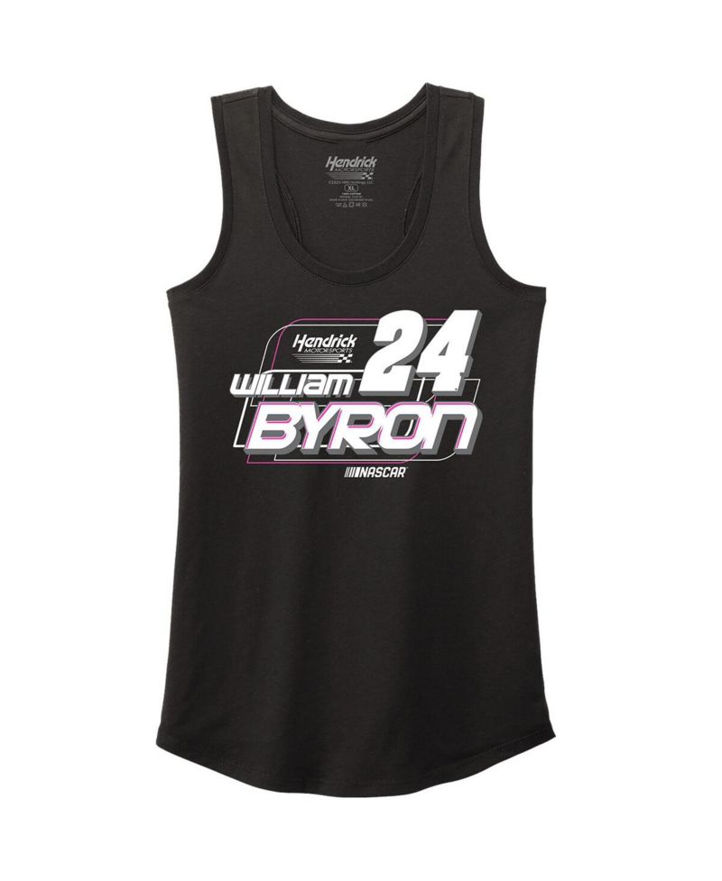 Women's Black William Byron Name & Number Racerback Tri-Blend Tank Top