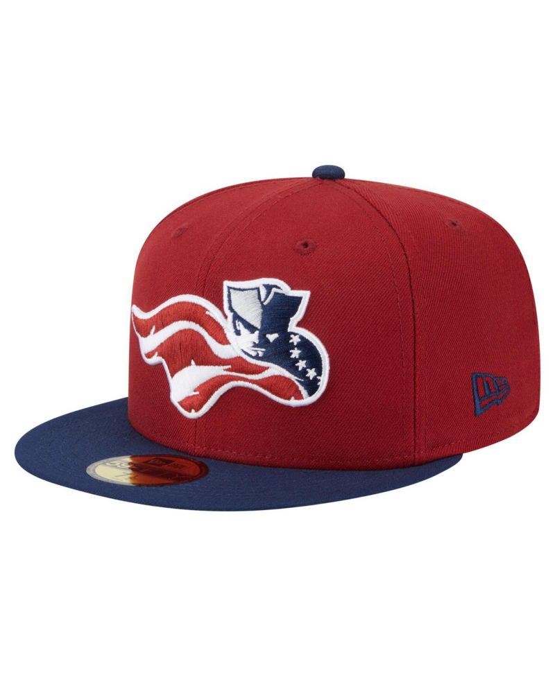 Men's Burgundy/Navy Somerset Patriots Authentic Collection 59FIFTY Fitted Hat