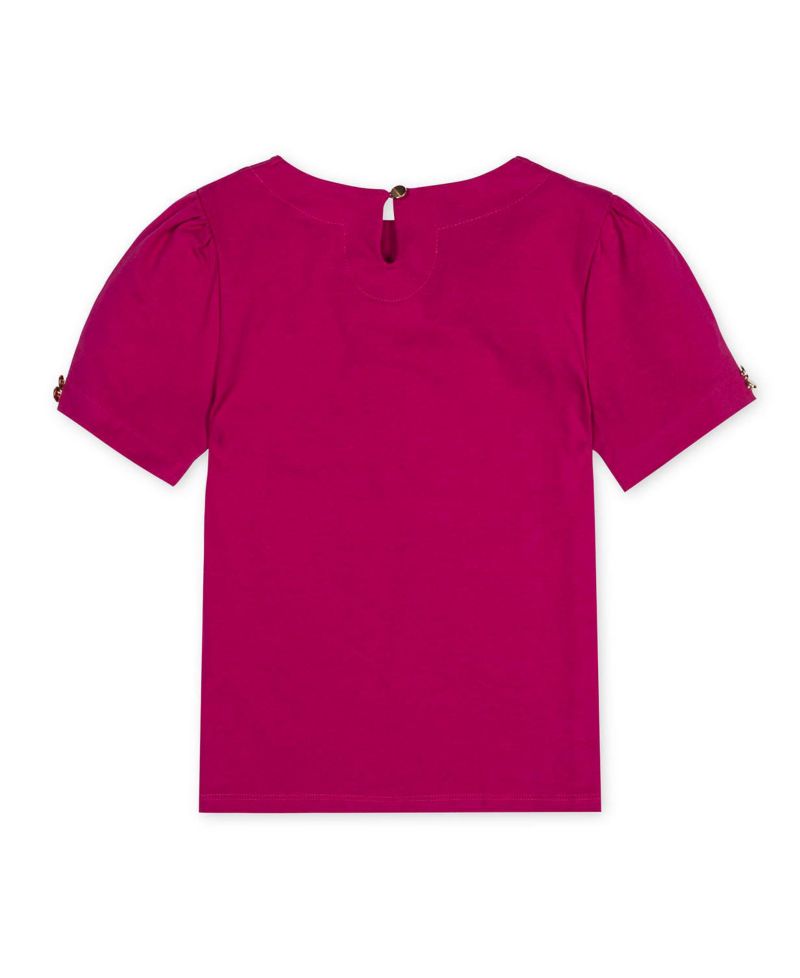 Little and Big Girls' XXS- L Organic Puff Sleeve Knit Top