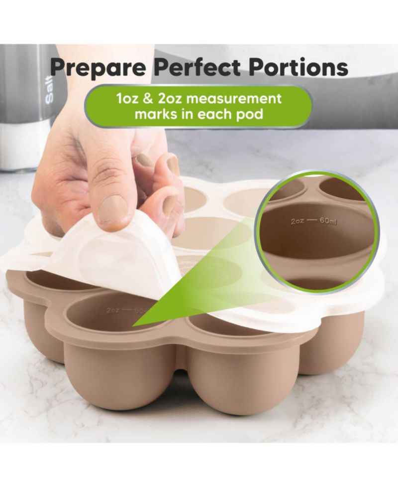 Prep Silicone Baby Food Freezer Tray with Clip-on Lid, 2oz x 10 Silicone Freezer Molds, BPA-Free Baby Food Storage