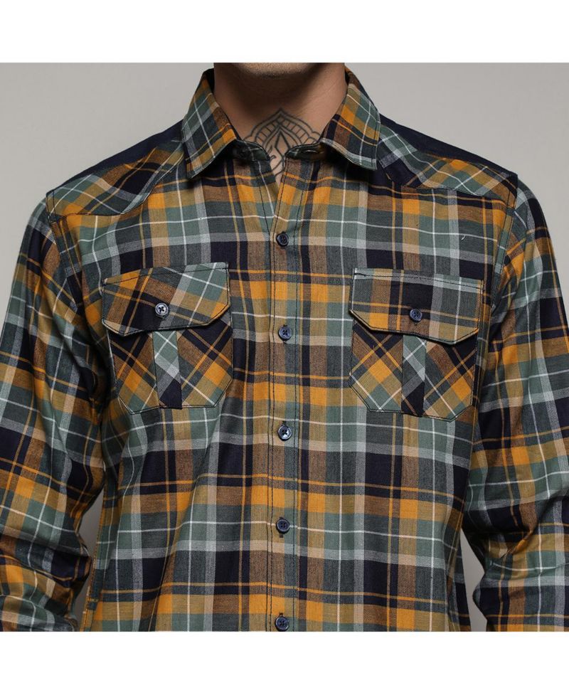 Men's Checks Cyan Shirt