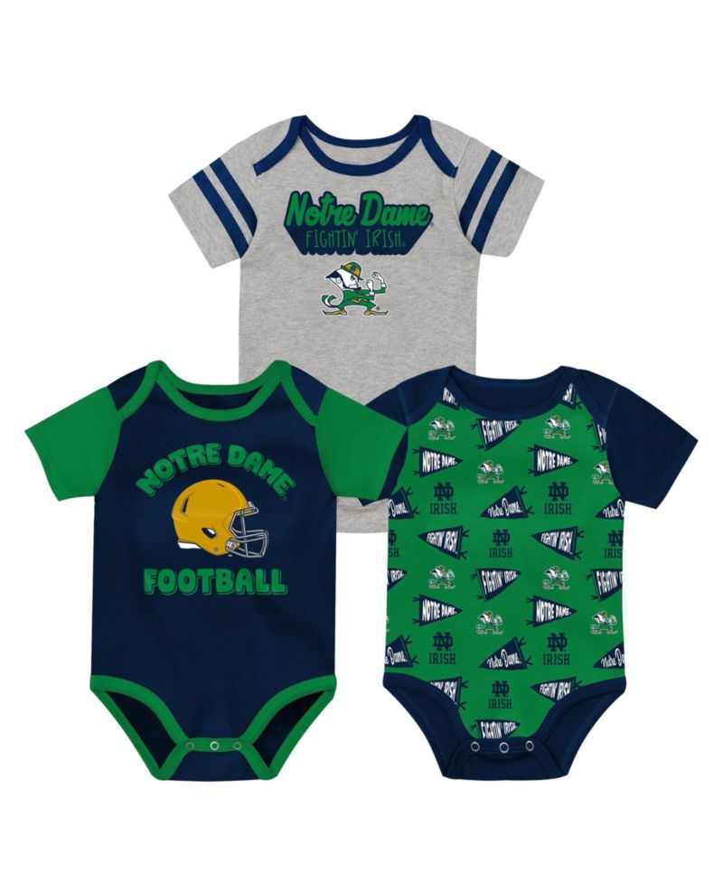 Baby Boys and Girls Navy Notre Dame Fighting Irish Star Player Three-Piece Bodysuit Set
