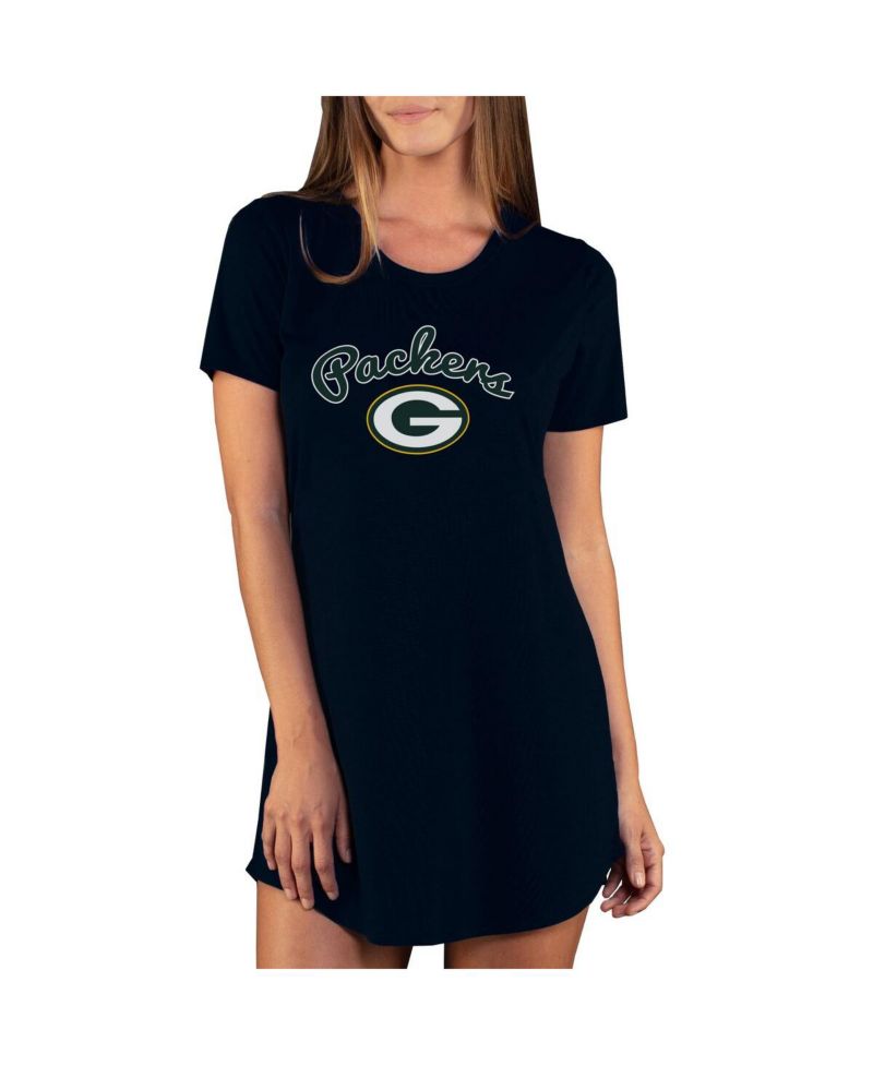 Women's Black Green Bay Packers Marathon Knit Nightshirt
