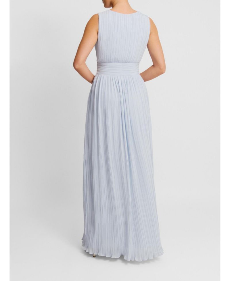 Women's Pleated Plunge Maxi Dress