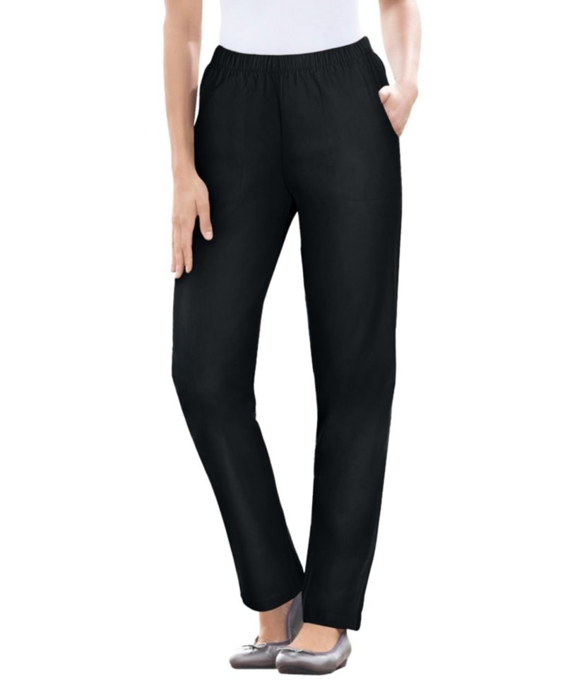 Women's Within Fineline Pull-On Elastic Waist Straight-Leg Stretch Denim Jeans