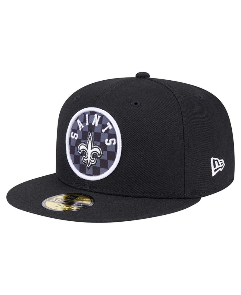 Men's Black New Orleans Saints Checkered 59FIFTY Fitted Hat