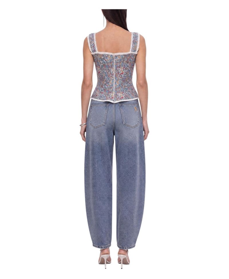 Women's Square Neck Sleeveless Piped Bustier Top