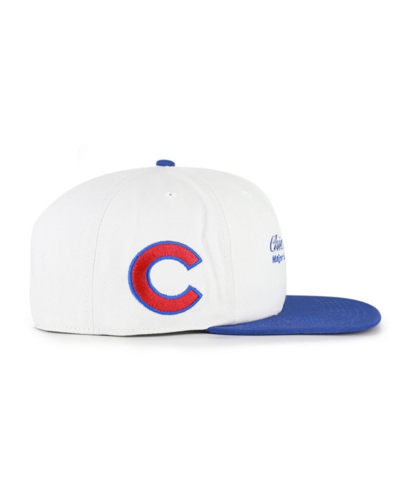 Men's '47 White/Royal Chicago Cubs Script Stack Relaxed Captain Snapback