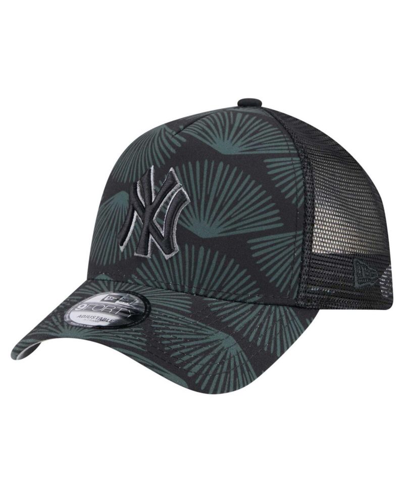 Men's Black New York Yankees 9FORTY A-Frame Trucker Adjustable Hat