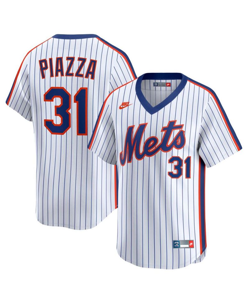 Men's Mike Piazza White New York Mets Throwback Cooperstown Collection Limited Jersey