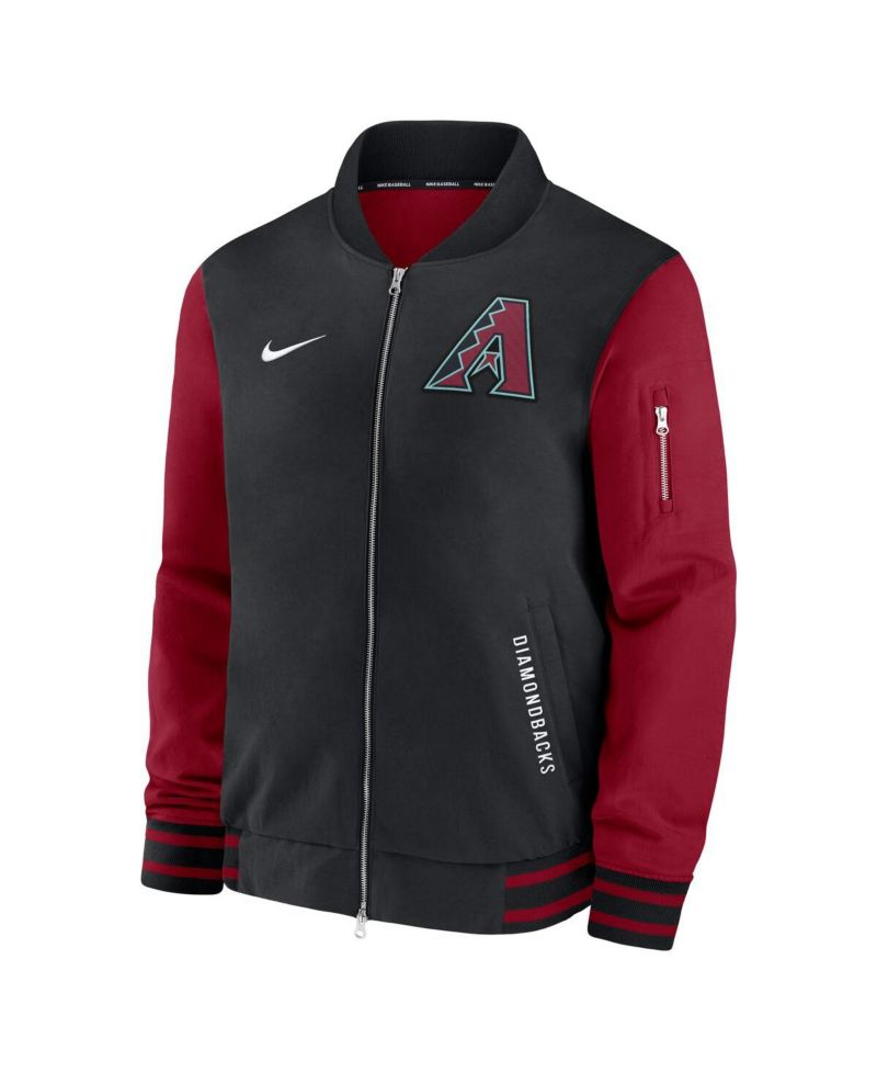 Men's Black/Red Arizona Diamondbacks Authentic Collection Dugout Full-Zip Bomber Jacket
