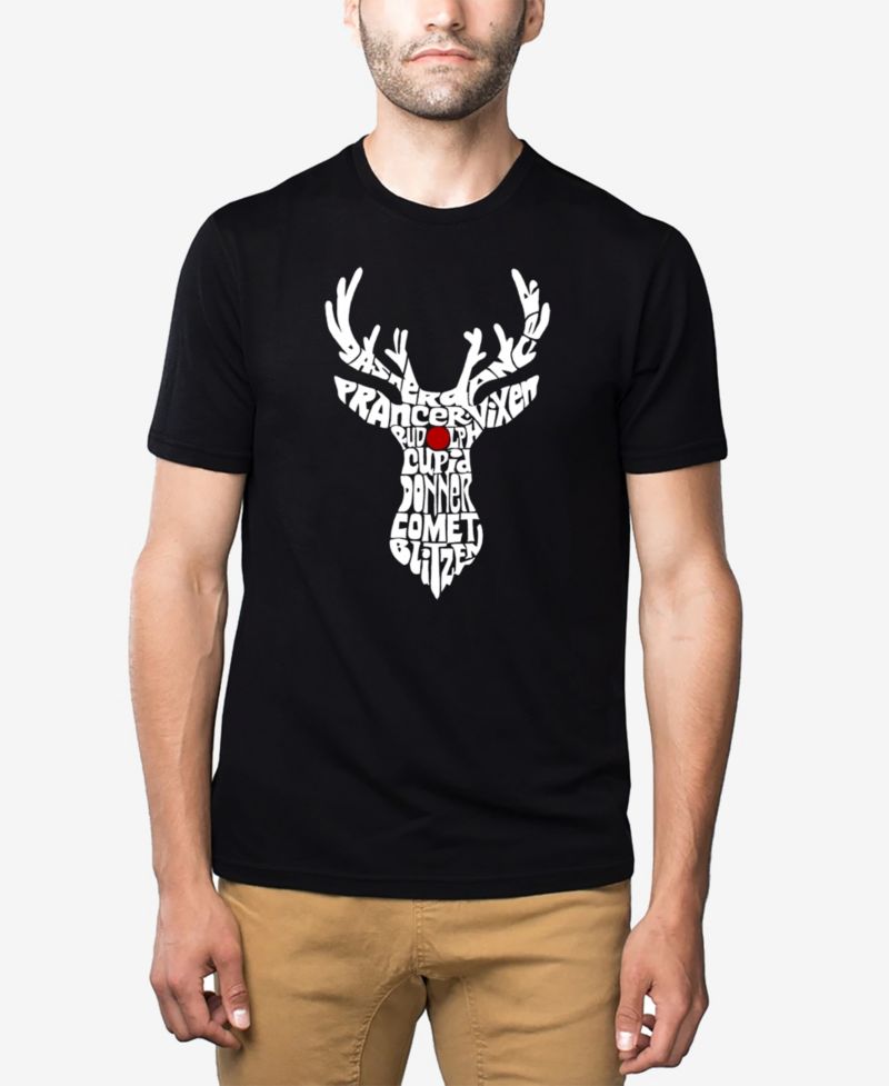 Men's Cotton/Poly Blend Word Art T-shirt - Santa's Reindeer