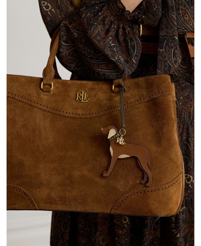 Vizsla Suede-Trim Leather Charm