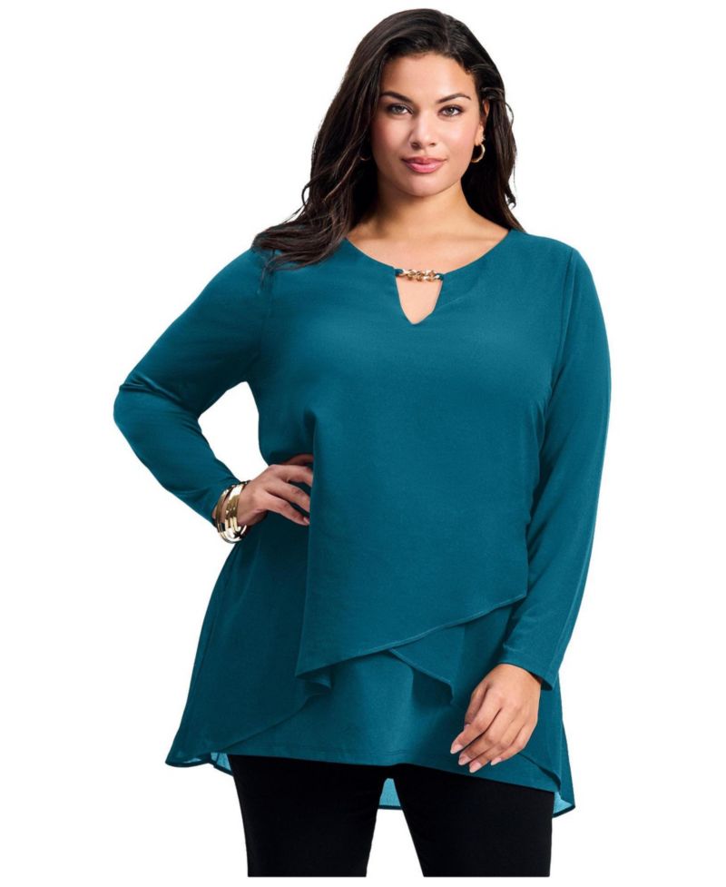 Women's Plus Size Fantasia Overlay Chain Tunic