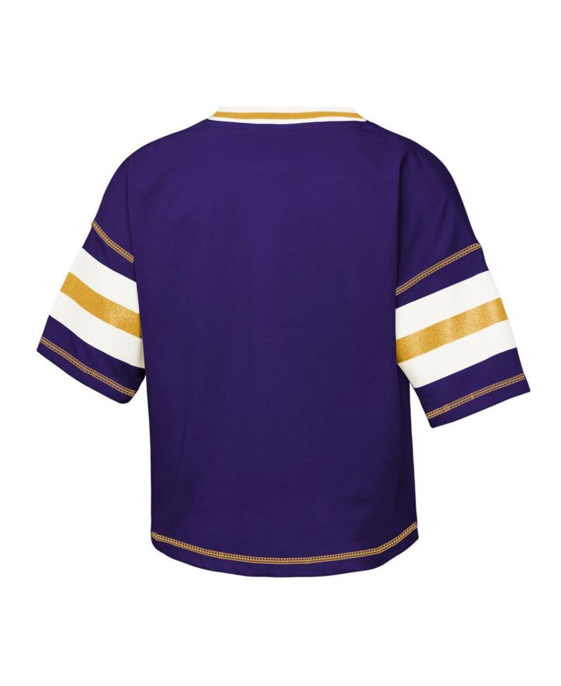 Big Girls Purple LSU Tigers Gridiron Jersey V-Neck T-Shirt