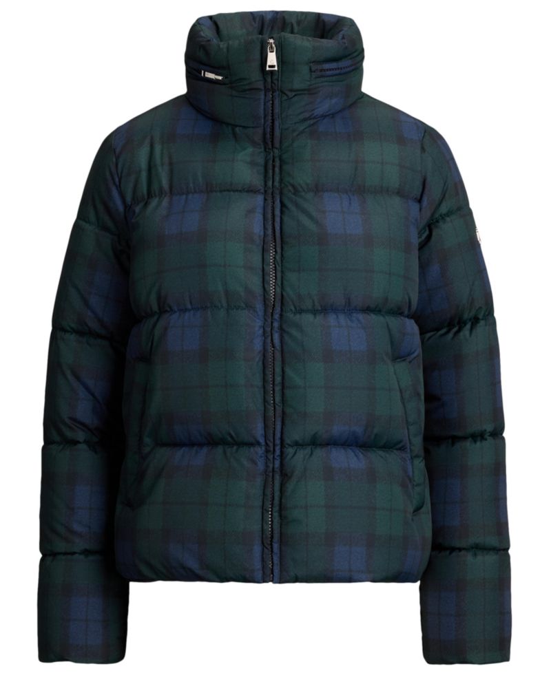 Women's Plaid Insulated Short Puffer Coat