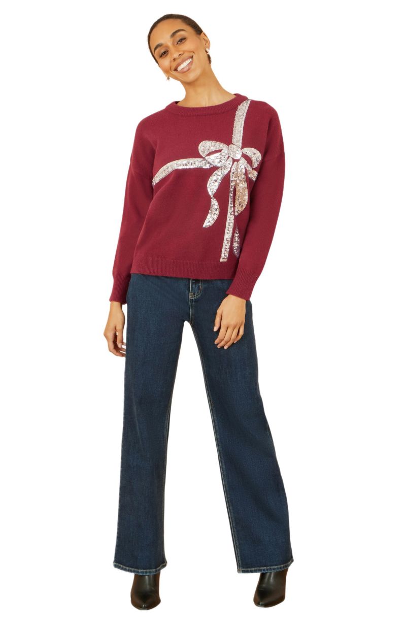 Women's Sequin Bow Knitted Sweater