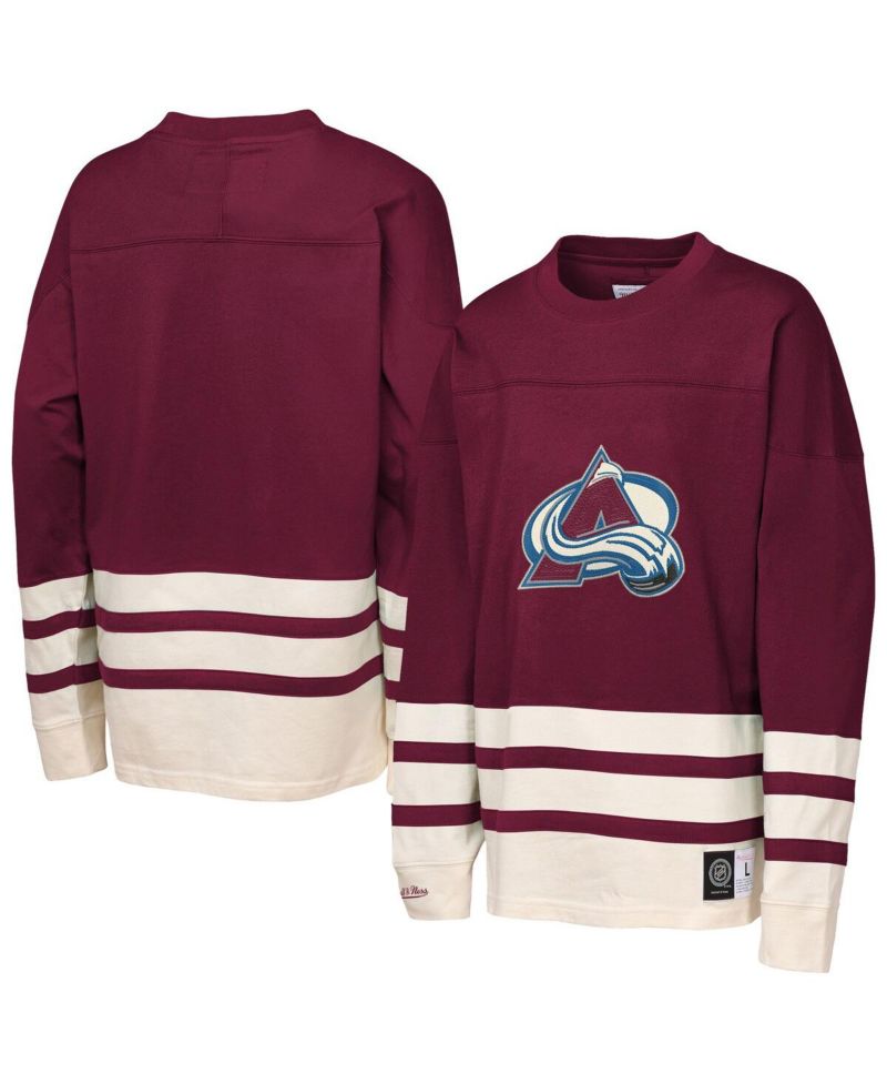 Big Boys and Girls Burgundy Colorado Avalanche Chainstitch Heavyweight Long Sleeve Top